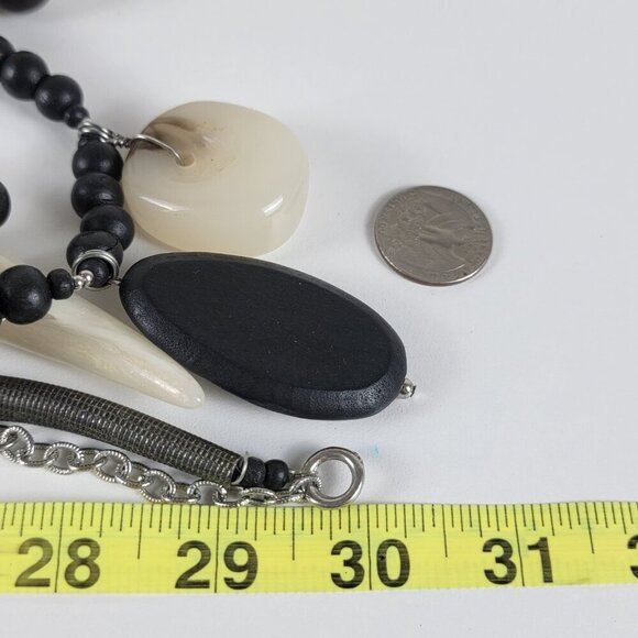 Chico's Tribal Statement Bib Necklace 22 In Black And Earth Tone Layered BOHO - Picture 12 of 12